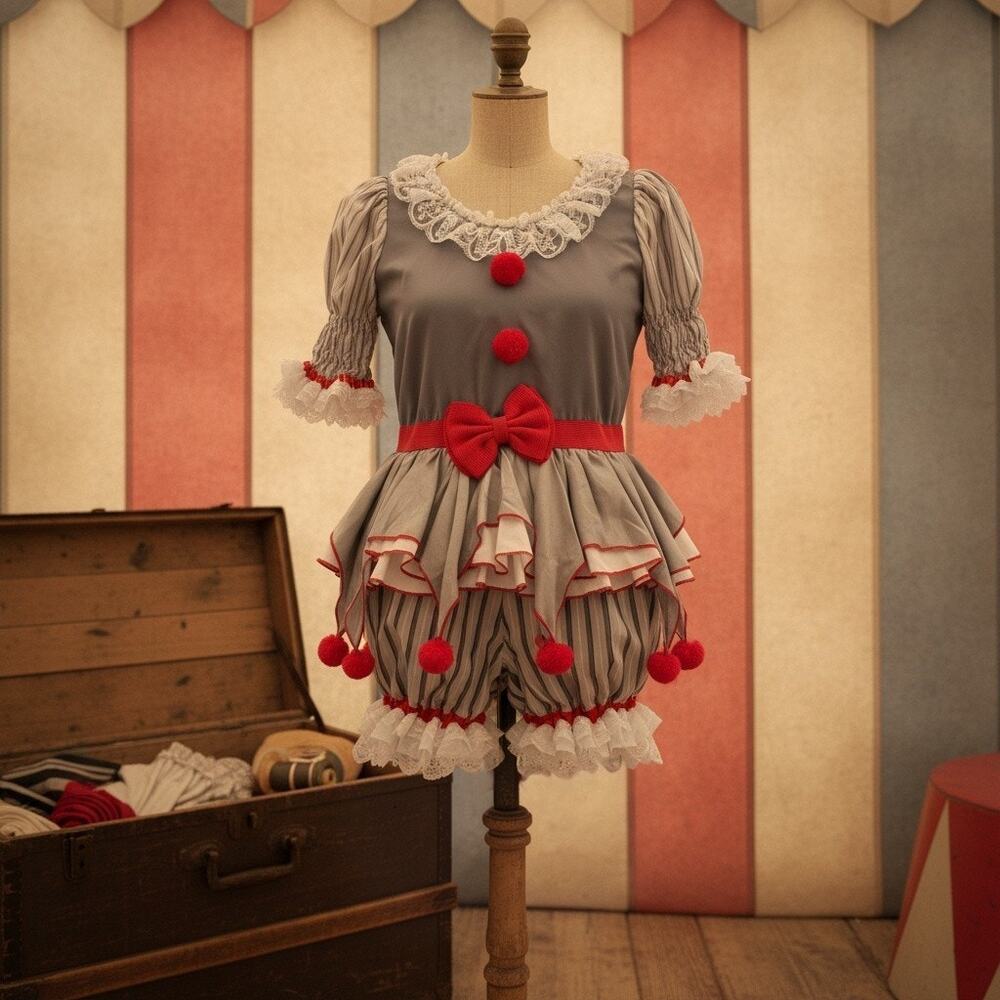 Ichigo Black Clown Costume Womens M/L VK Freakshow Clowncore Lolita Bloomers-Kei